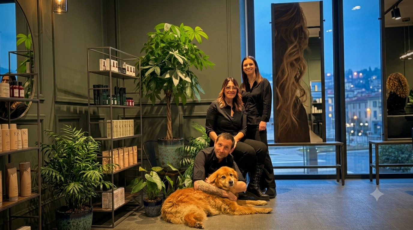 Il team di Erba — i parrucchieri nel salone di Bergamo